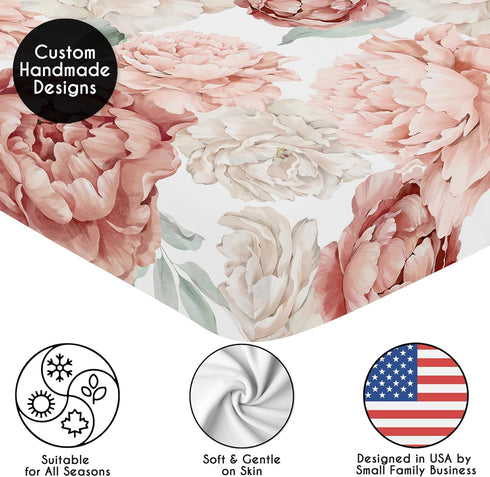 Sweet Jojo Designs Fitted Baby Crib Sheets (Boho Pink Floral) for Girls, Infant Nursery, Toddler Room - Standard Size