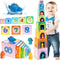 Wooden Dinosaur Nesting and Stacking Block Toys, Number Nesting Boxes, Birthday Gift for 12-24 Month Boys Girls