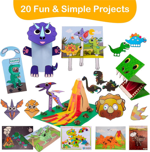 20 3-10 Craftikit Award-Winning Dinosaur Crafts for Kids - All-Inclusive Fun Dinosaur Crafts for Kids Ages - Organized