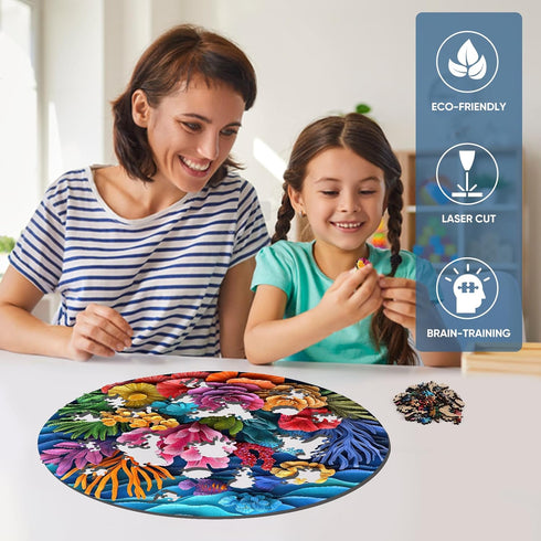 500 5MM (16.5"*16.5") Ruikiyart Piece Puzzles for Adults, Corals Wooden Jigsaw Puzzles, Sea Puzzle Unique Shape Gift