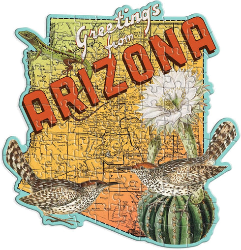 Galison Arizona Mini Shaped Puzzle - 100 Jigsaw Pieces Featuring Art by Bestselling Artist Wendy Gold, Die-cut Mini Shaped Puzzle, Makes a Great Gift!