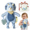 Moonkie Baby Lovey with Silicone Teether, Dinosaur Security Blanket with Textured Ribbons,
