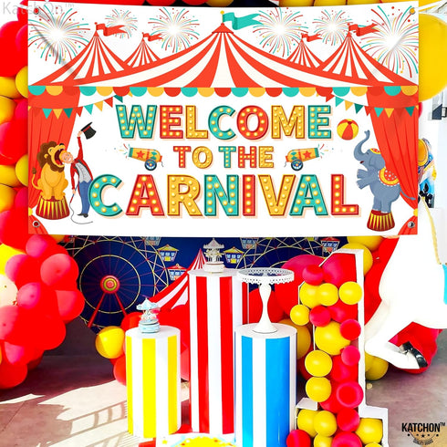 KatchOn Welcome To The Carnival Banner, XtraLarge 72x44 Inch Carnival Theme Party Decorations and Backdrop
