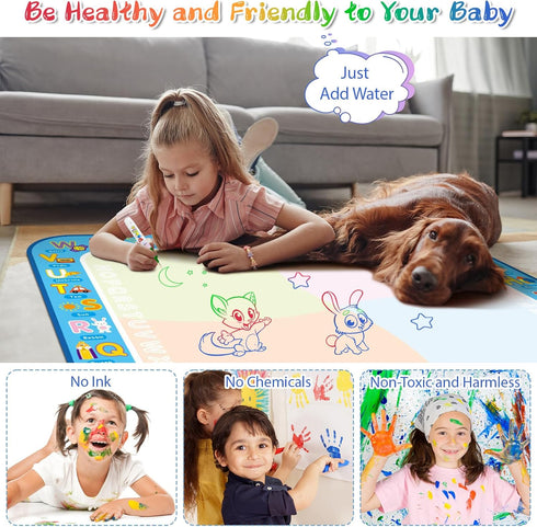 BlissfulBlend 3 4 5 6 7 8 Water Doodle Mat Kids Mess Free Coloring Doodle Mat Educational Toys for Years Old with Magic