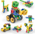Picasso Toys STEM Learning Toys 105 Piece Building Block Set, Kids Construction Engineering Kit with IdeaBook