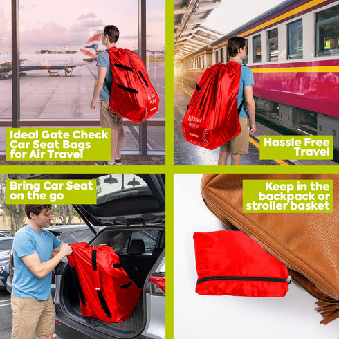 (Backpack, Infant Car Seat Travel Bag for Airplane - Durable Gate Check Bag for Car Seats that fits easily on