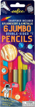 eeBoo: Solar System Fluorescent Double-Sided Color Pencils/Set of 6, That are Perfect for Doodling, Coloring, Sketching, Perfect for Kids or Adults