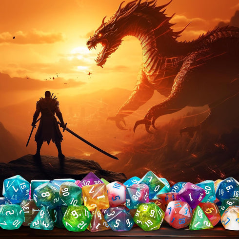 DND Dice Set, 10x7 (70 Pieces) Polyhedral Dice with Large Drawstring Bag for RPG MTG Table Game