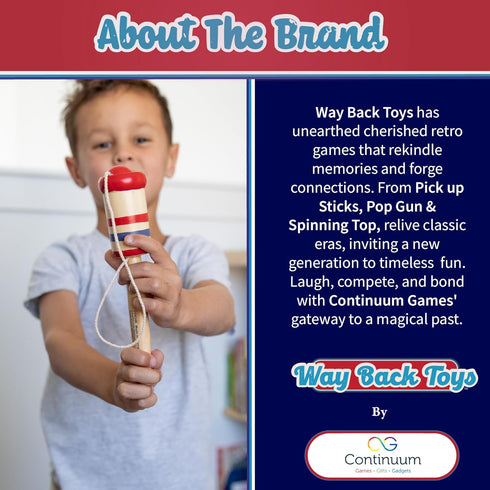 Continuum Games Way Back Toys Wooden Ball Catch Game - Steady Hands Skill Game for Ages 5 and Up