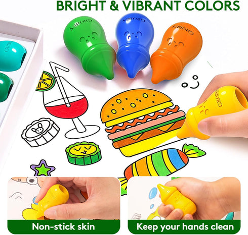 YSNYSN 16 1-3,Non-Toxic Colors Jumbo Baby bottle Crayons for Toddlers & Washable,Easy-Grip Infant Crayons for Early