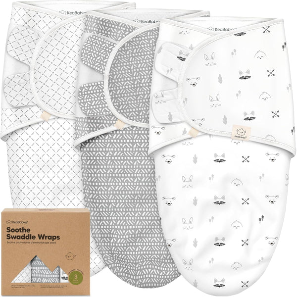 KeaBabies 3-Pack Organic Baby Swaddle Sleep Sacks - Swaddles for Newborns, Infant