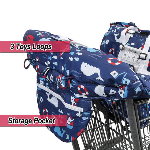 MURPHYfine 2-in-1 Shopping Cart Cover for Baby- - Foldable Portable Seat with Bag for Infant to Toddler - Compatible