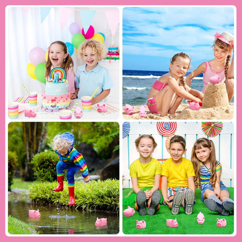 200 Pcs Tiny Pink Rubber Pig Bath Toy Bulk, Float and Squeak Piggy Bathtub Toys for Baby Shower Party Supplies