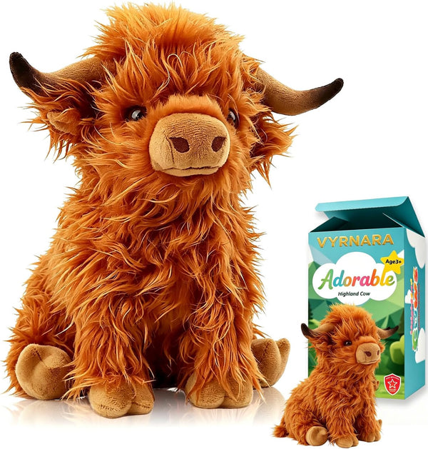 VYRNARA Highland Cow Stuffed Animal Plush Toy by - 10.5 Inch Cute Fluffy