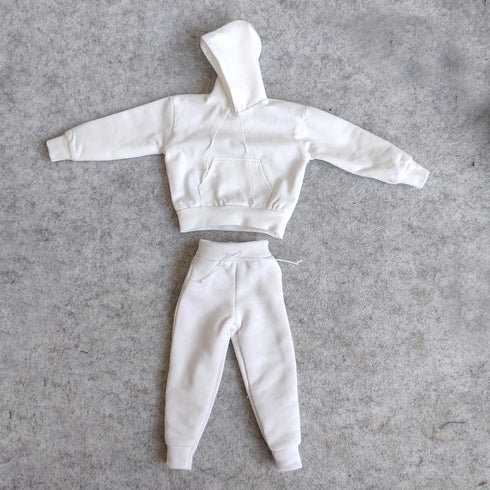 SSbeauty M 1/6 12" Custom Scale Man Oversized Hoodie + Trousers Pant Outfit for Male Action Figure Doll Clothes (White)