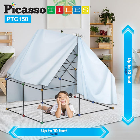 PicassoTiles Kids Fort Building Kit - 150 Piece Indoor and Outdoor Toy Set for STEM Learning and Pretend Play