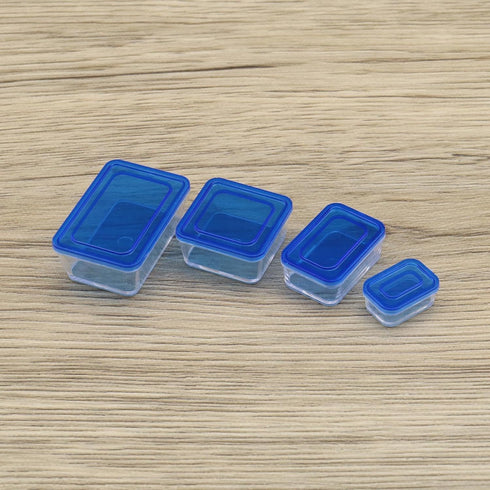 eMagTech 4Pcs Dollhouse Food Storage Box, 1/6 1/12 Scale Bento Box Mini Fresh Box for DIY Making in Blue