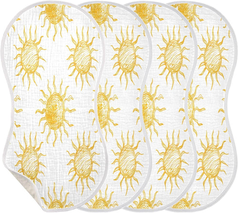YETTASBIN Cartoon Sun Muslin Baby Burp Cloth, Super Soft Absorbent Cotton Burp Rag Baby Bibs Feeding Cloth for Newborn
