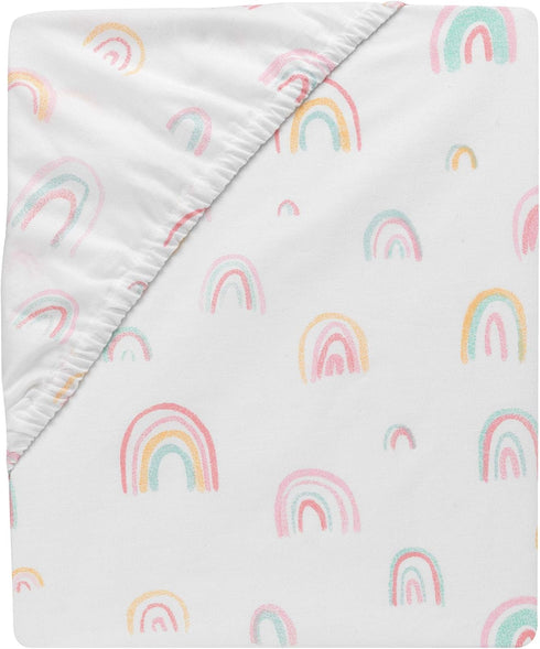 100% Lambs & Ivy Watercolor Pastel Rainbow Cotton Baby Fitted Crib Sheet
