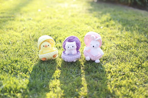 Plushland Plush Stuffed Animal - 6 Inches Zip Up Egg Hideaway Cute Yellow Pastel and Polka Dot Easter Colors Gift