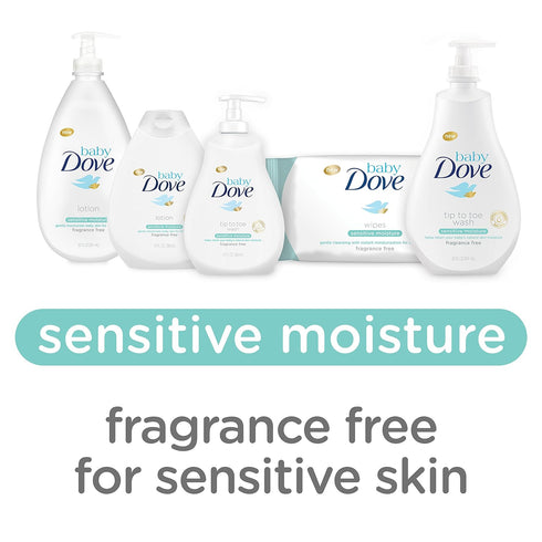 13 (Pack 3) Baby Dove Fragrance Free Lotion, Sensitive Moisture, Ounce