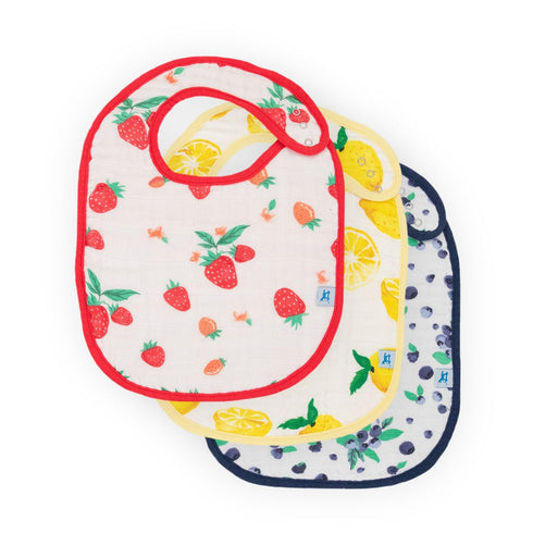 Little Unicorn Cotton Muslin Classic Bib 3 Pack - 100% Cotton, Machine Washable, Playful Designs