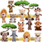 Sumind 12 Pieces Mini Stuffed Forest Animals Plush Toys, Cute Elephant, Lion, Giraffe, Tiger for Animal Themed Parties