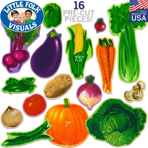 Little Folk Visuals Vegetables Precut Flannel/Felt Board Figures, 16 Pieces Set