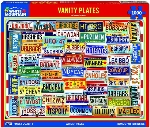 White Mountain Puzzles - Vanity Plates 1000 Piece Jigsaw Puzzle