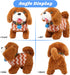 Hopearl Walking Dog Golden Retriever in Brown Vest - Interactive Electronic Pet Plush Toy Puppy Woof and Moving