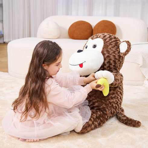 IKASA 30" Giant Monkey Stuffed Animal Plush Toy, Large Cute Jumbo Fluffy Plushie, Gifts for Kids Girls