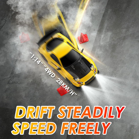ReinbowRiff 1:14 4WD 2.4GHz 28km/h RC Drift Car, Drift Remote Control Car Drift RC Car, LED Lights,Racing and Drift
