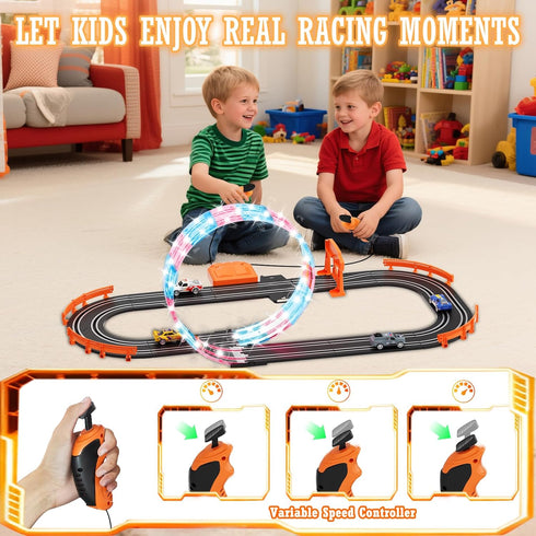 9.86ft 2-in-1 Sets 4 Set Counter,Birthday Boys(S2) Slot Car Track Toy - with Cars,Battery or Electric Car Track
