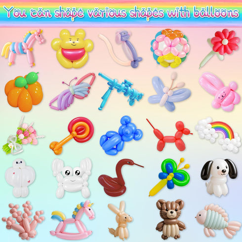 LXZFCRG 100Pcs Long Balloons with Pump, Premium Latex Twisting Balloons animal kit, Birthday Gifts for Girls and Boys