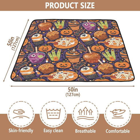 GuoChe Seamless Cozy 50'' 50'' Halloween Food - Themed Pattern Soft Thick Baby Gym & Activity Mat for Floor Breathable