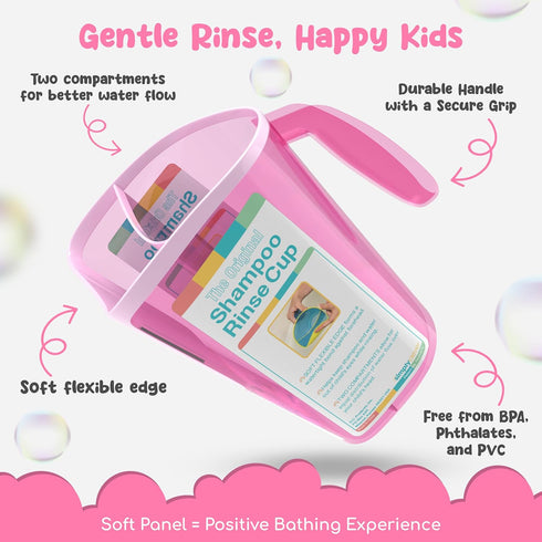 Rinse Cup for Tear-Free Bathing Experience - Soft Flexible Edge, 40 Oz Capacity