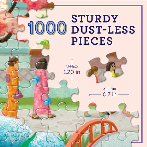 1000 23" 23" eeBoo Piece Puzzle - Seasons in Kyoto Jigsaw Puzzle for Adults, Square x Made with Recycled Board