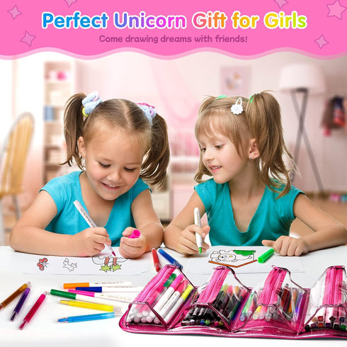 Set 48 4-6-8, Set 4 5 6 7 8 9 beefunni Unicorn Washable Markers pcs with Glitte Pencil Case, Art Supplies for Kids Ages
