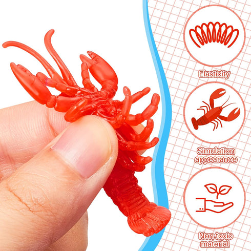 100 Lewtemi Pcs Mini Fake Lobster Toys Decorations Red Rubber Realistic Soft Decors Food Models for Crawfish Boil Party
