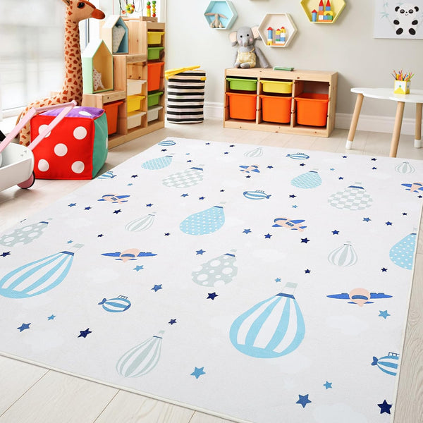 UKISS Kids Play Rug 55"x55" Non-Slip Washable Kids Rug Play Mat for Floor,Area