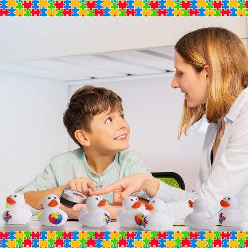 72 Vinsot Pcs Autism Awareness Stuff Accessories Autism Awareness Rubber Duckies Colorful Puzzle Piece Bathtub Toys