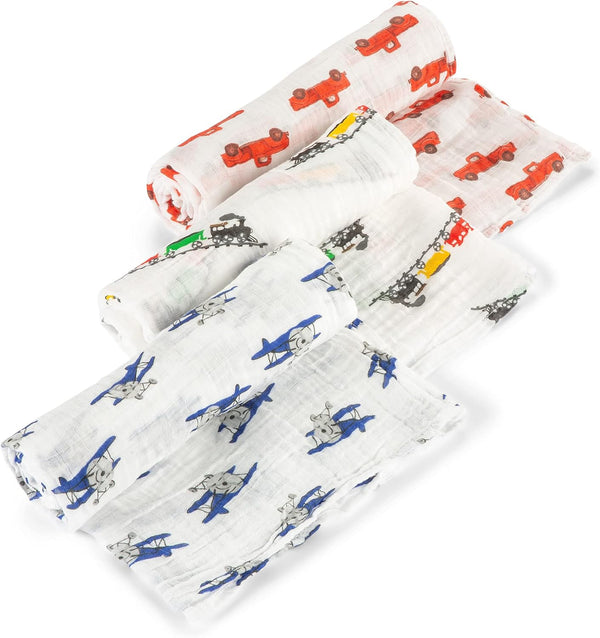 LollyBanks 3 Pack Muslin Swaddle Blanket, 100% Muslin Cotton Soft Swaddle Blankets