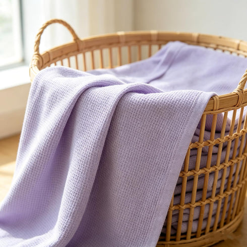 100% (30" 40"), American Baby Company Cotton Thermal Waffle Swaddle Blanket x Soft, Breathable & Stretchy, Lavender