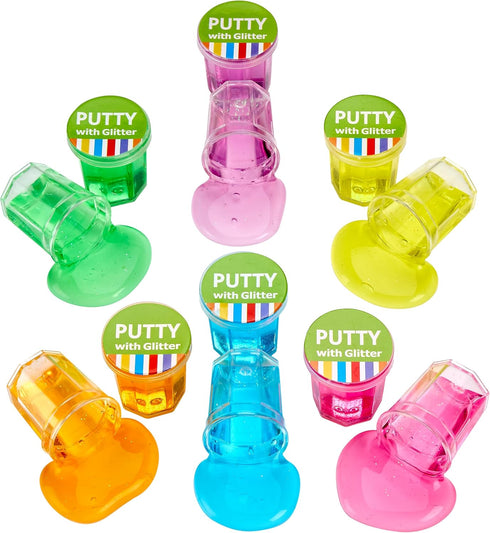 Mini Putty with Glitter, 48 Pack Neon Color Sludge, Educational Fidget Toy for Stress Relief and Party Favors