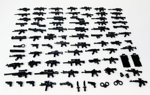 Pack 80 Brick Loot Weapons MEGA for Boys Battle-Ready Building Block Accessories Compatible with Lego Minifigures Guns