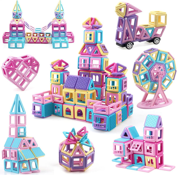 AOMIKS Magnetic Blocks for Kids, 173 Piece Mini Magnetic Building Tiles, Educational STEM Toys for Ages 3-8