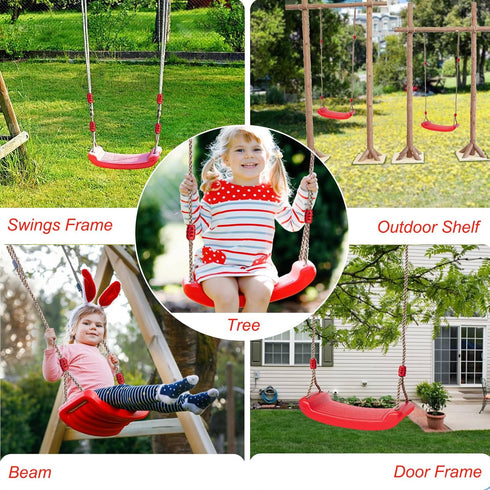 IFOYO Tree Swing Seat, Outdoor Play Accessories for Kids, Comfortable Plastic Swingset for Little Tikes, Red