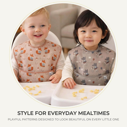 Lillomilo 3-Pack 6-36 Waterproof Baby Bibs for Eating | Toddler Bibs with Food Catcher | Machine Washable Bibs