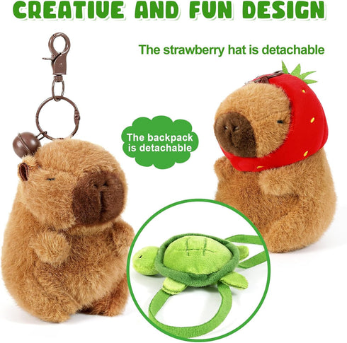 Ditucu 2 Pcs Capybara Plush Keychain Toys, Kawaii Stuffed Animals Dolls Pendant for Backpack Decoration Gift for Kids