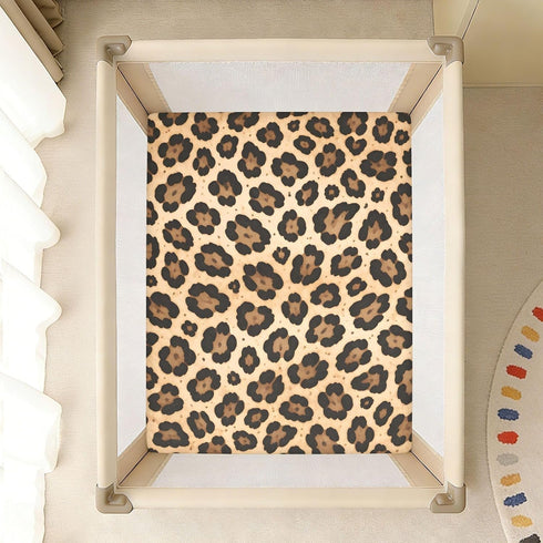 CZXW 52" 28" Cheetah Leopard Print Crib Sheets Fitted x Natural Cotton Soft & Breathable for Baby Crib Mattress